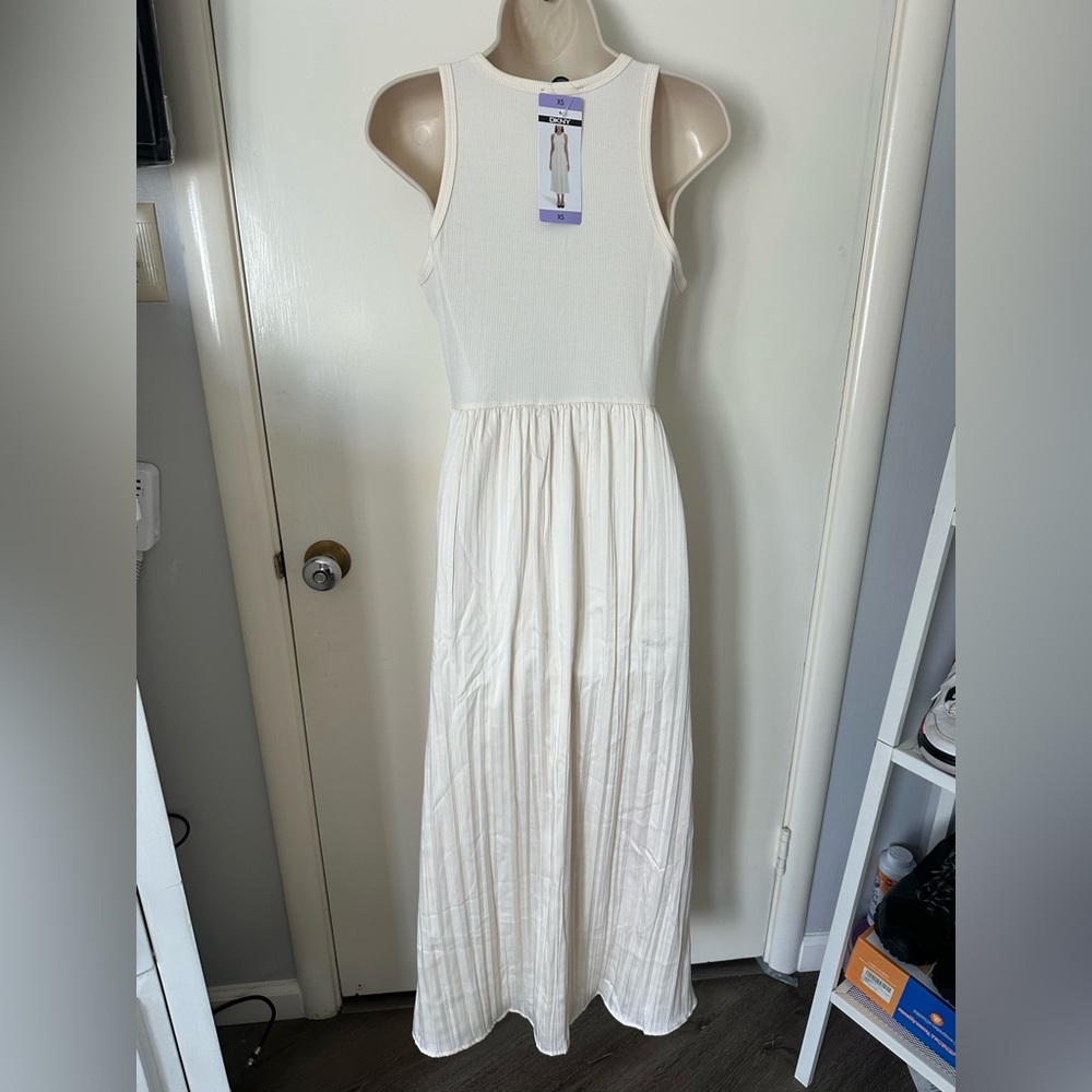 Dkny Cream Pleated Sleeveless Midi Dress - Picture 7 of 10